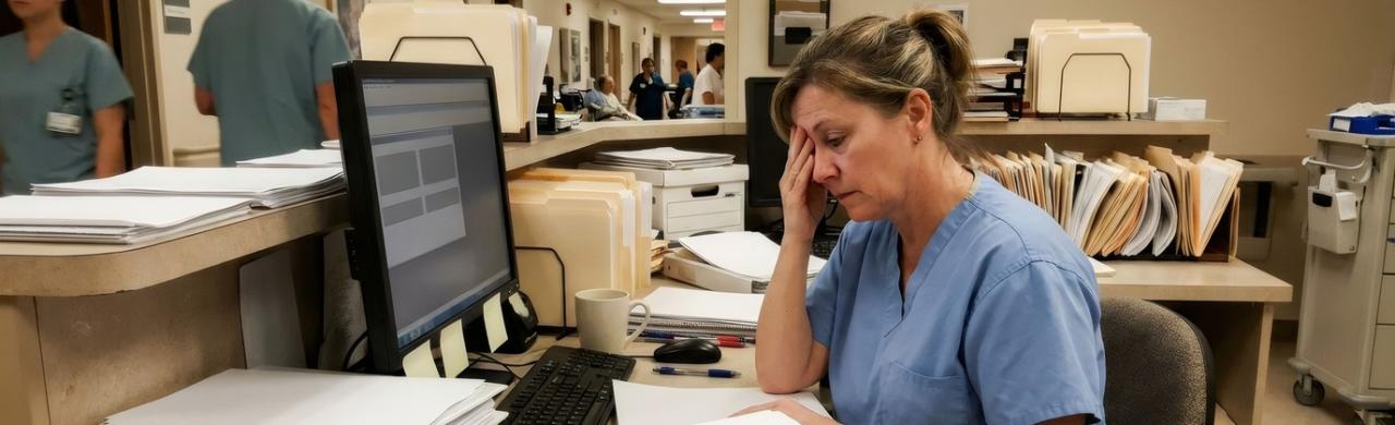 Professionnel de santé fatiguée par son travail